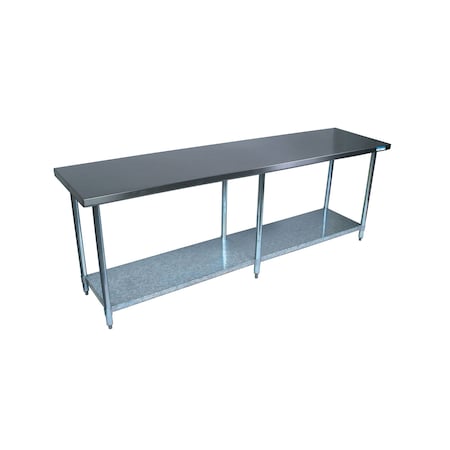 Bk Resources Flat Top Work Table Stainless Steel w/Galvanized Undershelf 84"Wx18"D VTT-1884